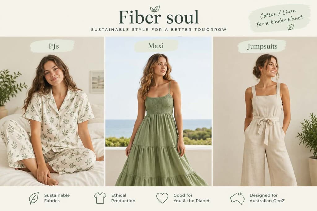 FiberSoul — sustainable style for a better tomorrow. PJs, maxi dresses, and jumpsuits in cotton and linen.