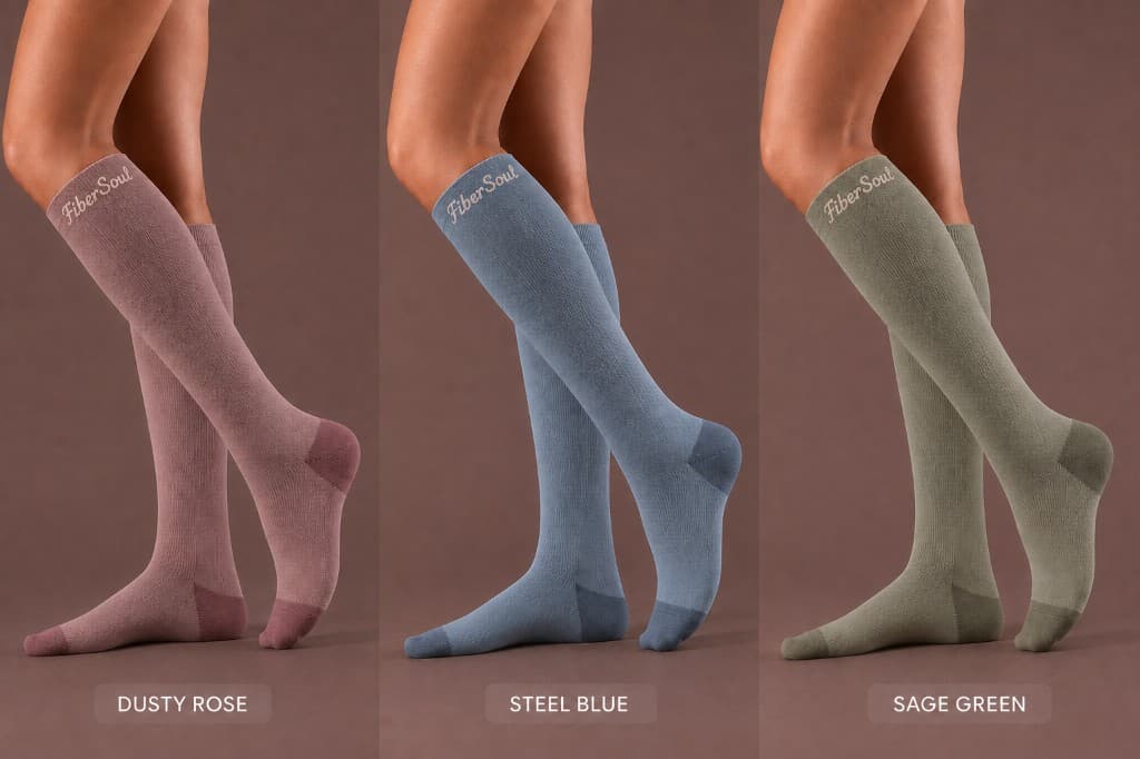 FiberSoul compression socks in three soft colourways